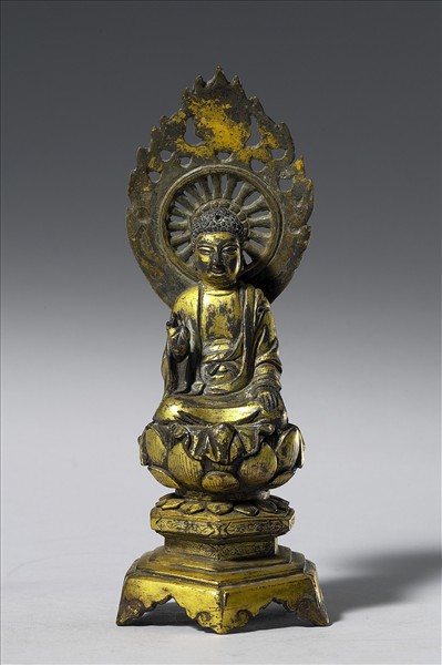 中國 唐 銅鎏金 佛坐像