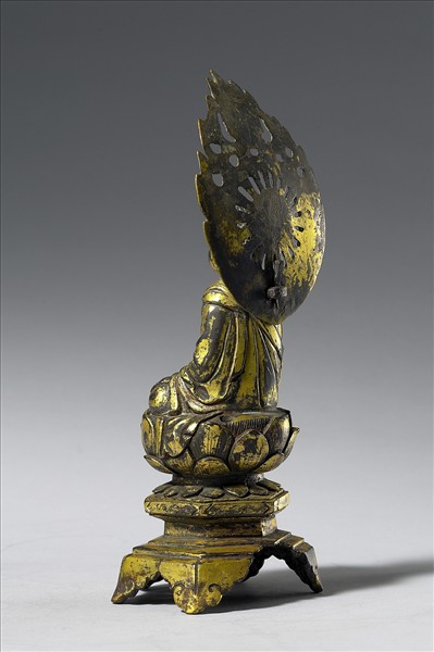 中國 唐 銅鎏金 佛坐像