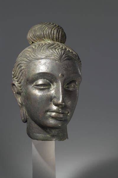 巴基斯坦 犍陀羅藝術風格 20世紀 紅銅合金 佛頭像