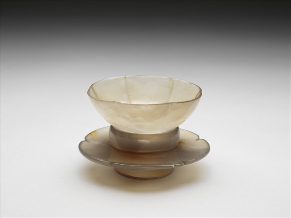 瑪瑙帶托葵花式碗