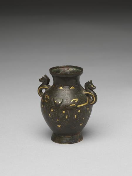 銅錯金銀獸面紋壺