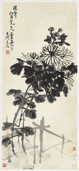 清吳昌碩墨菊　軸