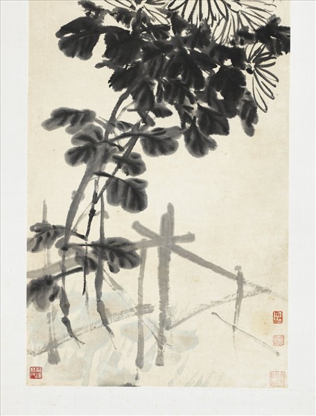 清吳昌碩墨菊　軸