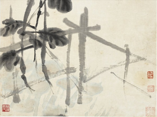 清吳昌碩墨菊　軸
