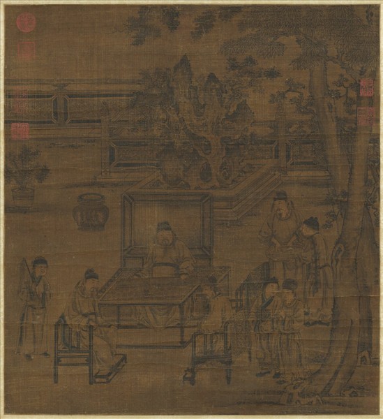 宋李公麟高會習琴圖　軸