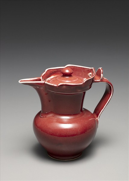 寶石紅釉僧帽壺