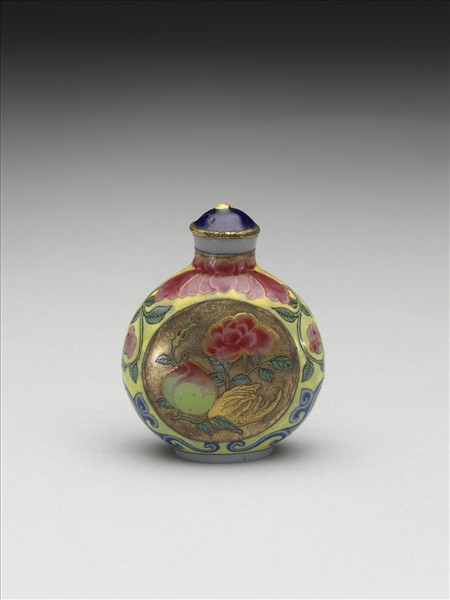 玻璃胎畫琺瑯福壽如意鼻煙壺