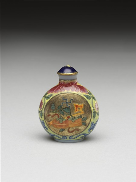 玻璃胎畫琺瑯福壽如意鼻煙壺