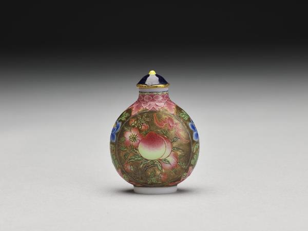 玻璃胎畫琺瑯富貴福壽紋鼻煙壺