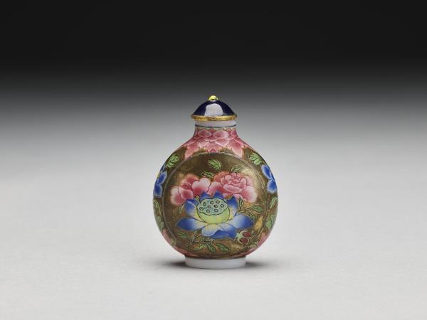 玻璃胎畫琺瑯富貴福壽紋鼻煙壺