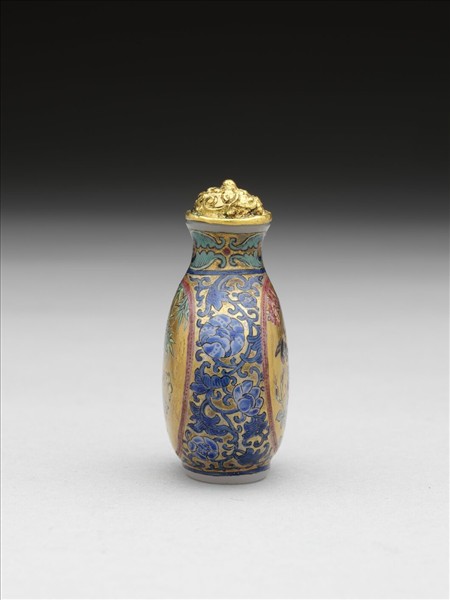 玻璃胎畫琺瑯花鳥紋鼻煙壺