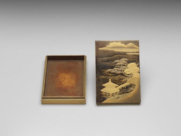 山水蒔繪方盒