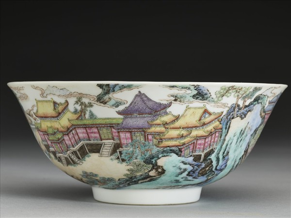 琺瑯彩山水樓閣碗
