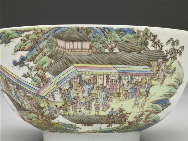 琺瑯彩燈火昇平碗