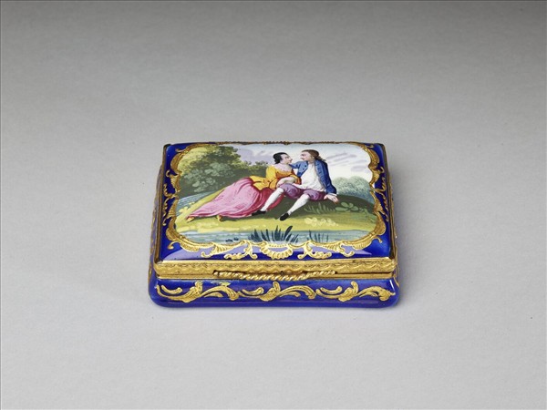 西洋銅胎畫琺瑯人物長方盒