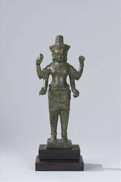 柬埔寨 12-13世紀 青銅鎏金 菩薩立像