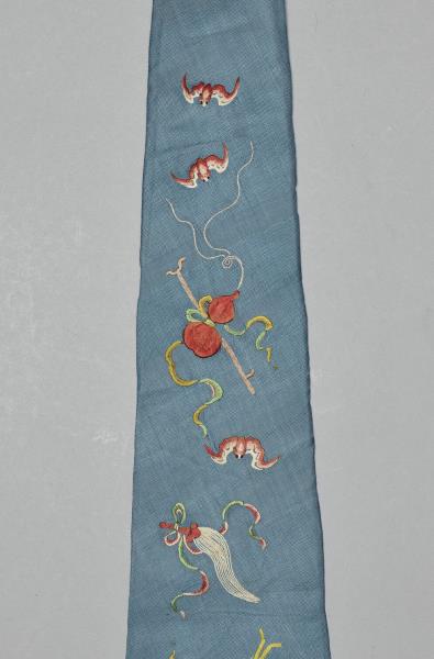 藍綢繡暗八仙綵帨