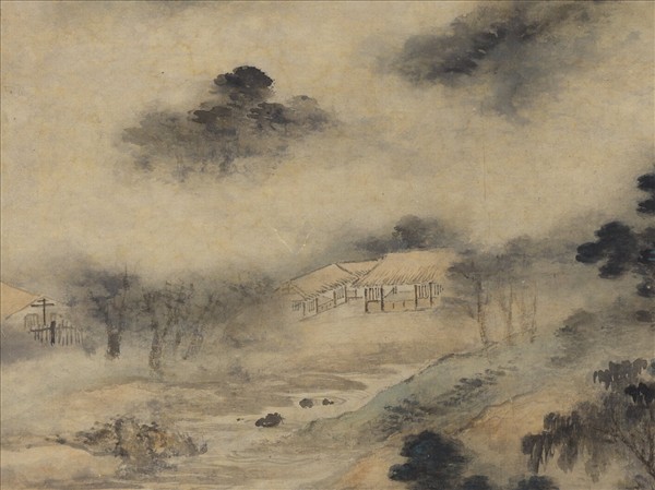 元高克恭林巒烟雨圖　軸