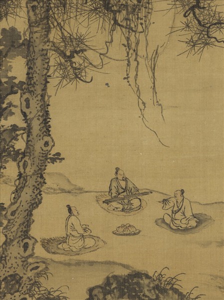 元朱德潤林下鳴琴　軸