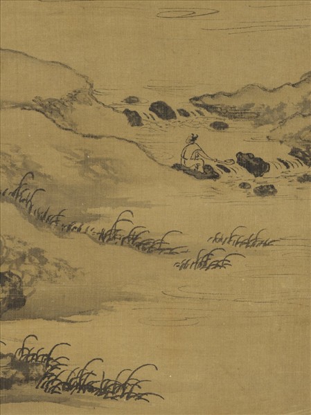 元朱德潤林下鳴琴　軸