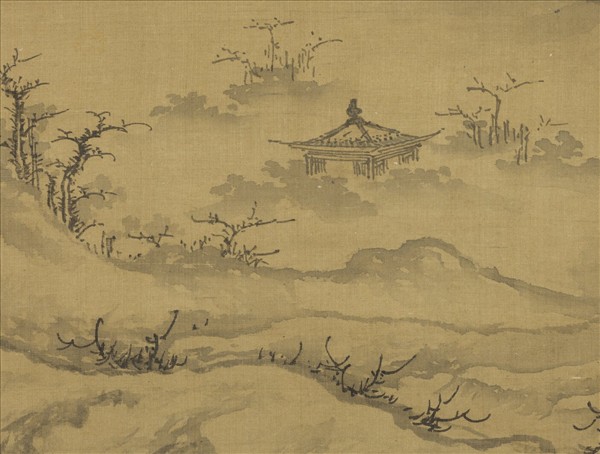 元朱德潤林下鳴琴　軸