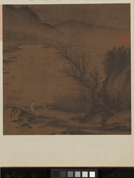 名繪集珍　冊　五代巨然杖藜秋爽