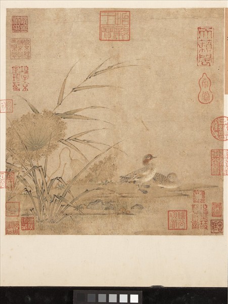 歷朝畫幅集冊　冊　宋惠崇秋浦雙鴛