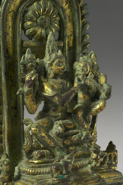 印度東北地區 12世紀 青銅鎏金 烏瑪—大自在天舒坐像