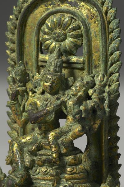 印度東北地區 12世紀 青銅鎏金 烏瑪—大自在天舒坐像