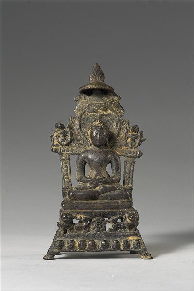 印度東北地區 12世紀 青銅 耆那教聖者薩提那他趺坐像