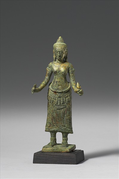 柬埔寨 12-13世紀 青銅鎏金 般若佛母立像