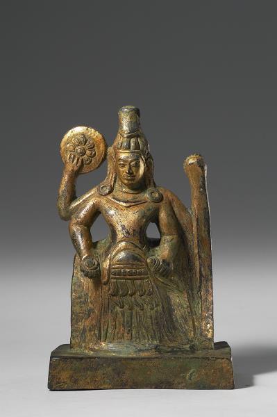 泰國 12世紀 青銅鎏金 毗濕奴神立像
