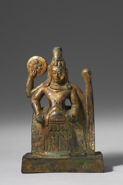 泰國 12世紀 青銅鎏金 毗濕奴神立像
