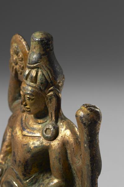 泰國 12世紀 青銅鎏金 毗濕奴神立像