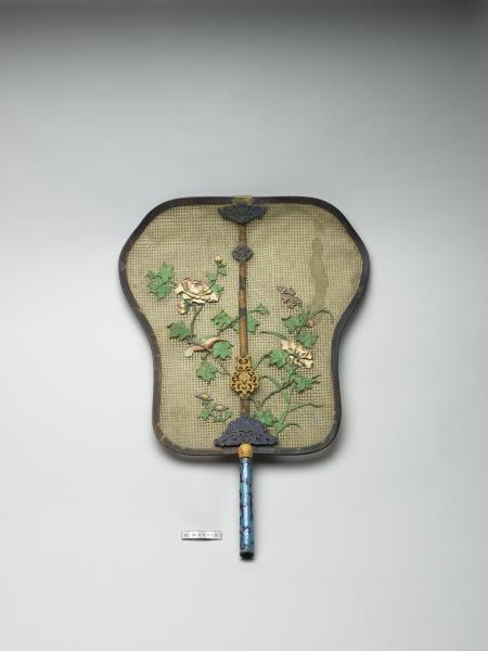 嵌骨花卉象牙蓆扇