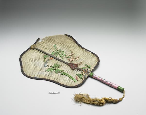 嵌骨花卉象牙蓆扇