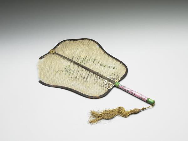 嵌骨花卉象牙蓆扇