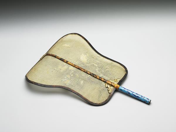 嵌骨花卉象牙蓆扇