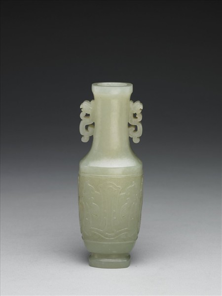 Jade vase with animal-shaped handles by Unknown artist