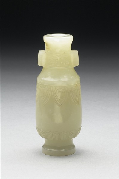 Jade vase with tubular handles by Unknown artist