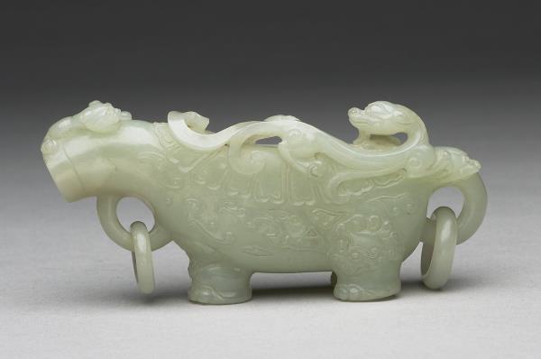 玉雙環螭虎花澆