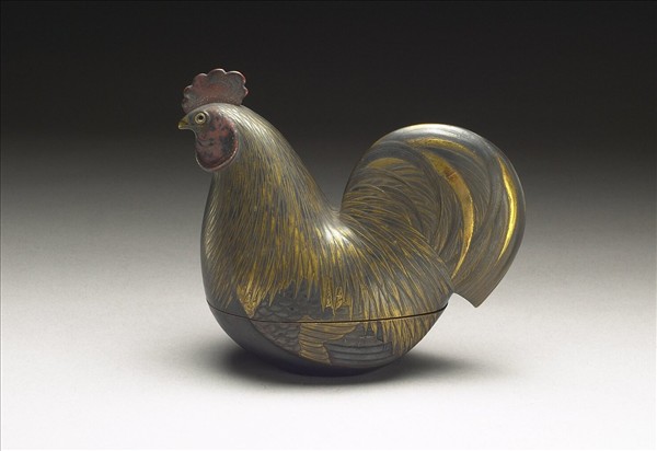 象牙仙工船 附蒔繪公雞盒