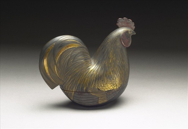 象牙仙工船 附蒔繪公雞盒