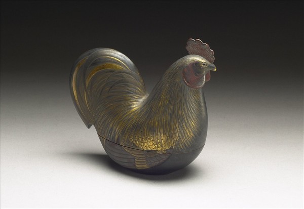 象牙仙工船 附蒔繪公雞盒