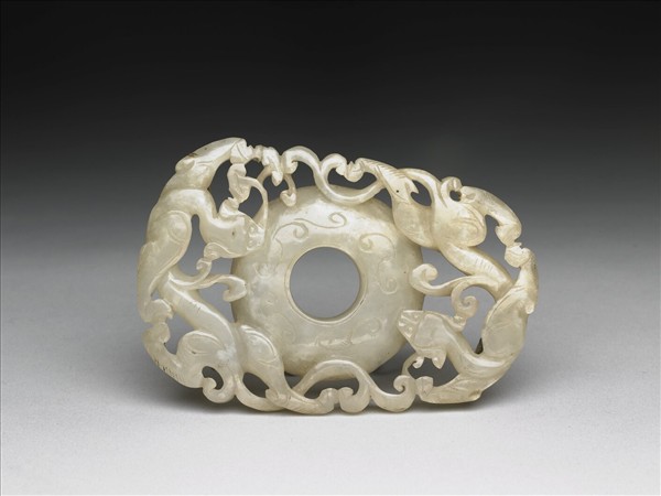 紫檀嵌雙螭紋玉璧木盒