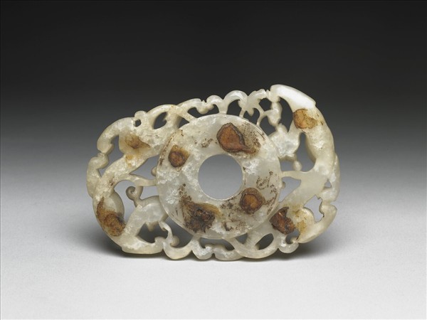 紫檀嵌雙螭紋玉璧木盒