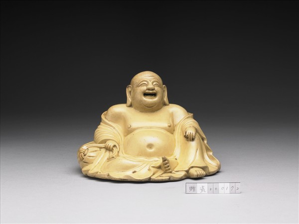 仿時大彬款米色瓷布袋和尚