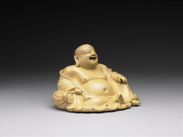 仿時大彬款米色瓷布袋和尚