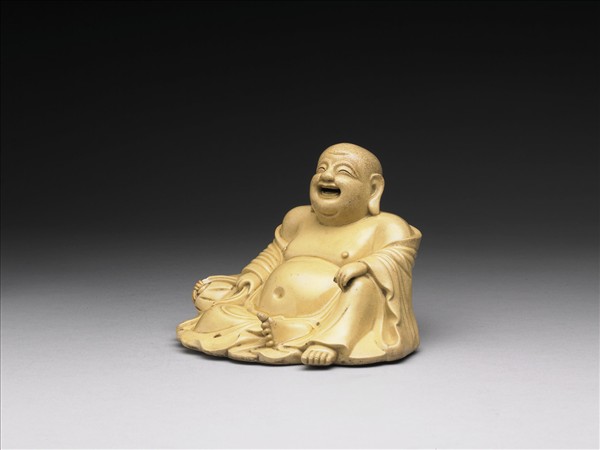 仿時大彬款米色瓷布袋和尚