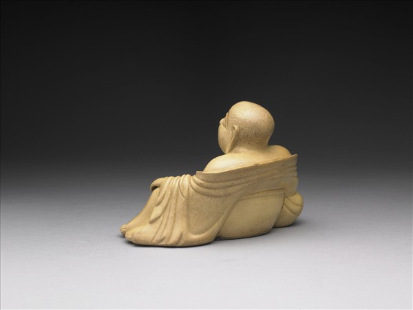 仿時大彬款米色瓷布袋和尚